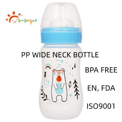 260 ml kapasiteli ve sızıntı geçirmez tasarımlı BPA'sız plastik bebek besleme şişesi