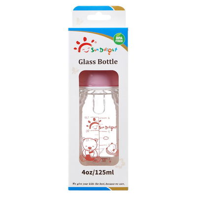 125ml 4oz Standart Boyun Borosilikat Cam Bebek Biberonları