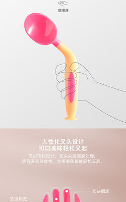 FDA TPE 360 Derece Açılı Bebek Mama Kaşığı ve Çatalı